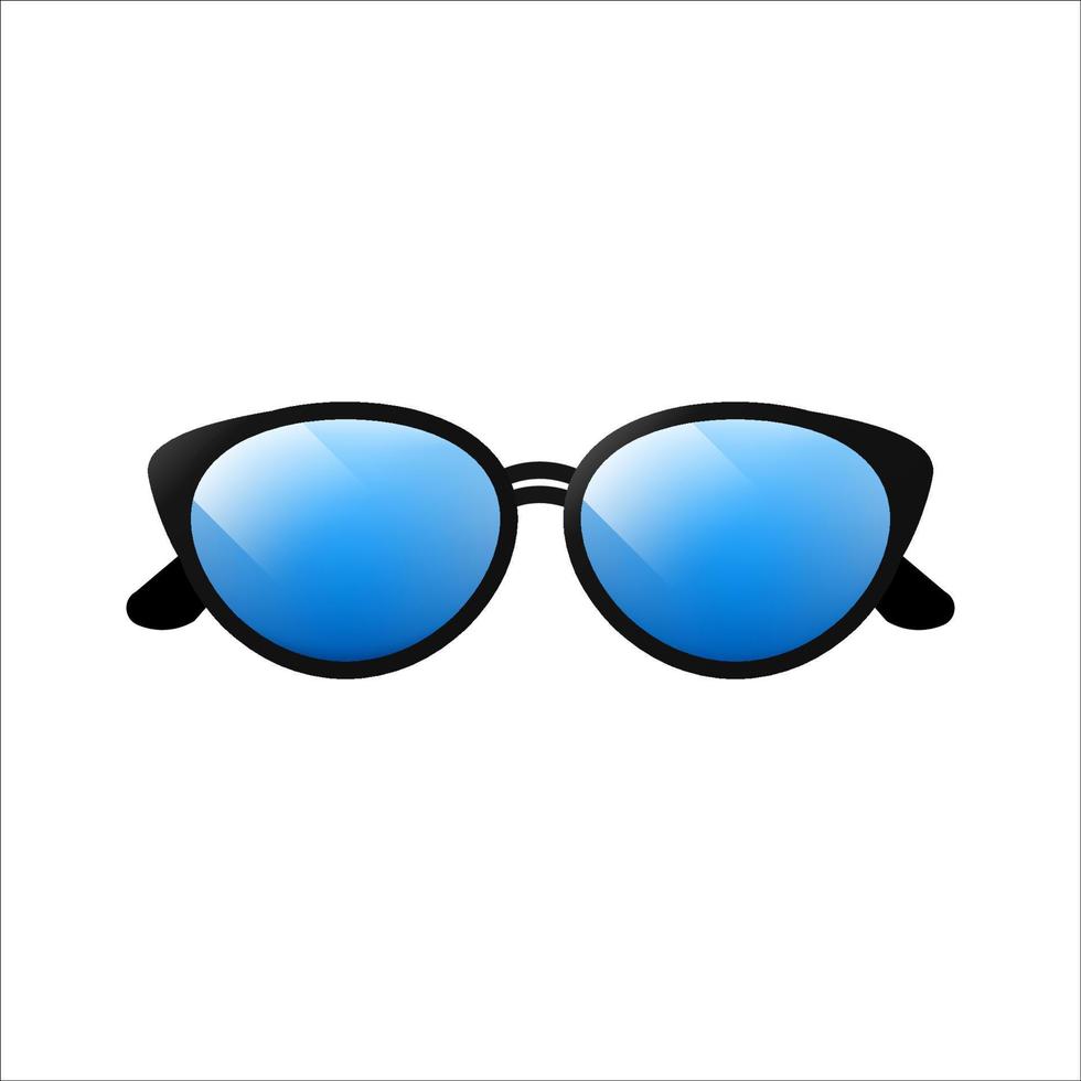 schwarze Sonnenbrille mit blauem Glas auf weißem Hintergrund, Vektor. vektor