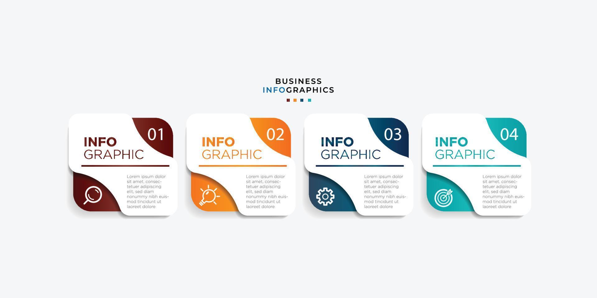 Moderne Business-Infografik mit Titeldesign-Vorlagenvektor mit Symbolen und 4 Optionen oder Schritten. kann für Prozessdiagramme, Präsentationen, Workflow-Layouts, Banner, Flussdiagramme und Infografiken verwendet werden. Folge10 vektor