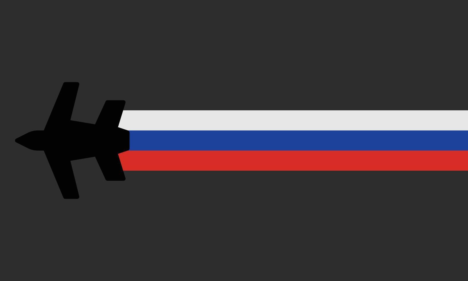 Flugzeug mit der russischen Flagge. das Hintergrundsymbol Flugzeug schwarz vektor