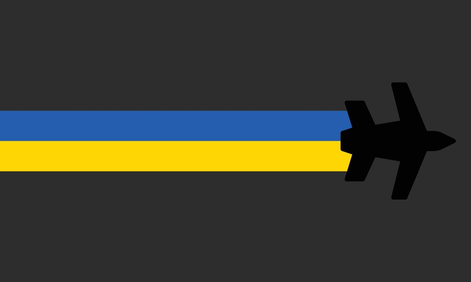 Flugzeug mit ukrainischer Flagge. das Hintergrundsymbol Flugzeug schwarz vektor