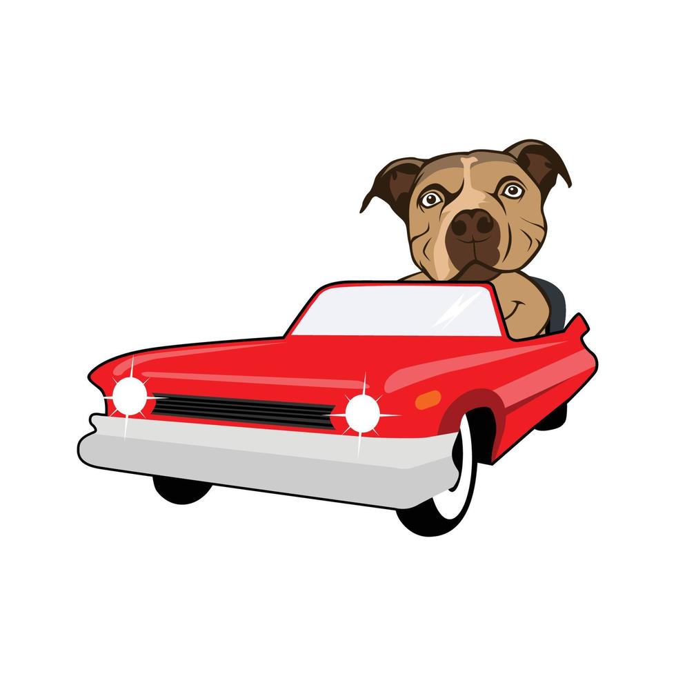 hund fahren auto cartoon vektor symbol illustration. tiertransport-symbol-konzept isolierter premium-vektor. flacher Cartoon-Stil