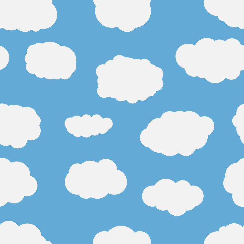 sömlös bakgrund med blå himmel och vit tecknad serie moln. vektor illustration.