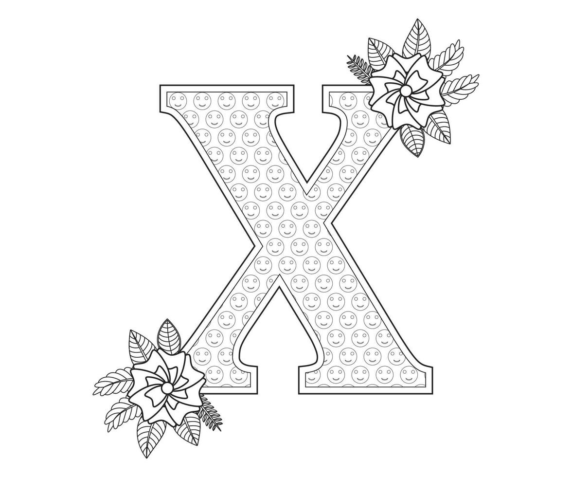 alfabet färg sida med blommig stil, ABC färg sida-nedladdning för fri vektor