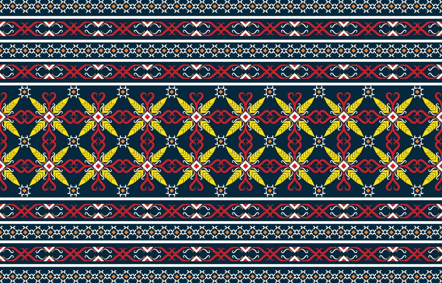 geometrisches ethnisches orientalisches Ikat nahtloses Muster traditionelles Design für Hintergrund, Teppich, Tapete, Kleidung, Verpackung, Batik, Stoff, Vektorillustration. Stickstil. vektor