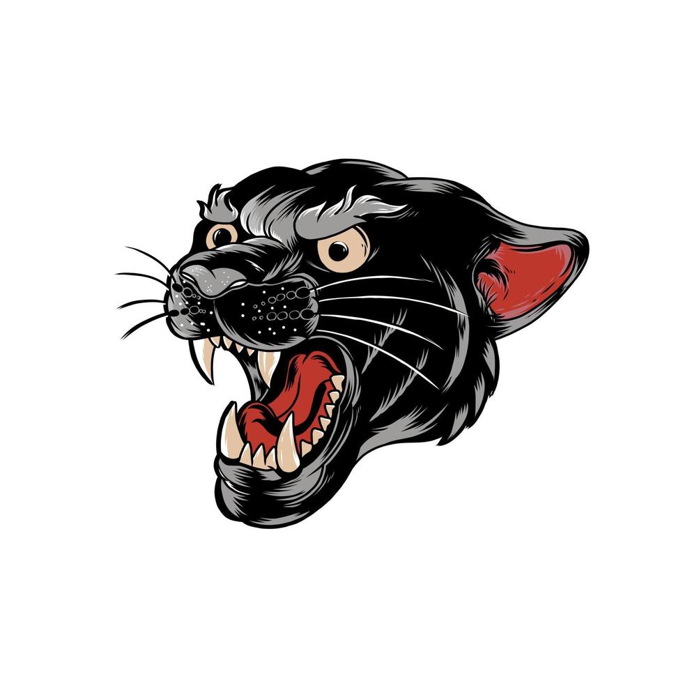 kopf panther brüllen illustrationsdesign vektor