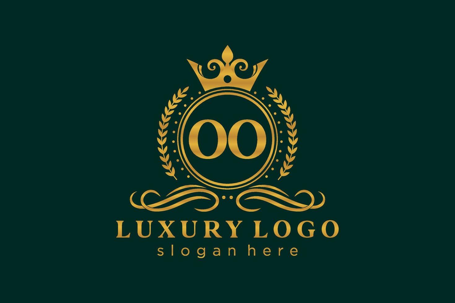 första oo brev kunglig lyx logotyp mall i vektor konst för restaurang, kungligheter, boutique, Kafé, hotell, heraldisk, Smycken, mode och Övrig vektor illustration.