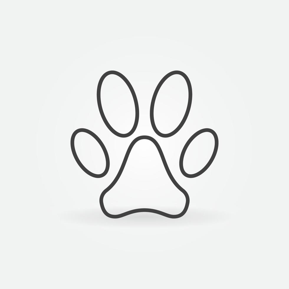 sällskapsdjur Tass fot mark vektor begrepp linjär ikon eller logotyp