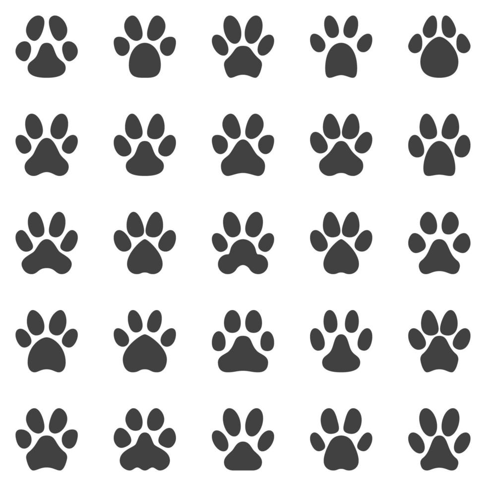 Set von Symbolen für den Pfotenabdruck von Haustieren - schwarze Silhouette von Pfotenabdrücken von Symbolen vektor