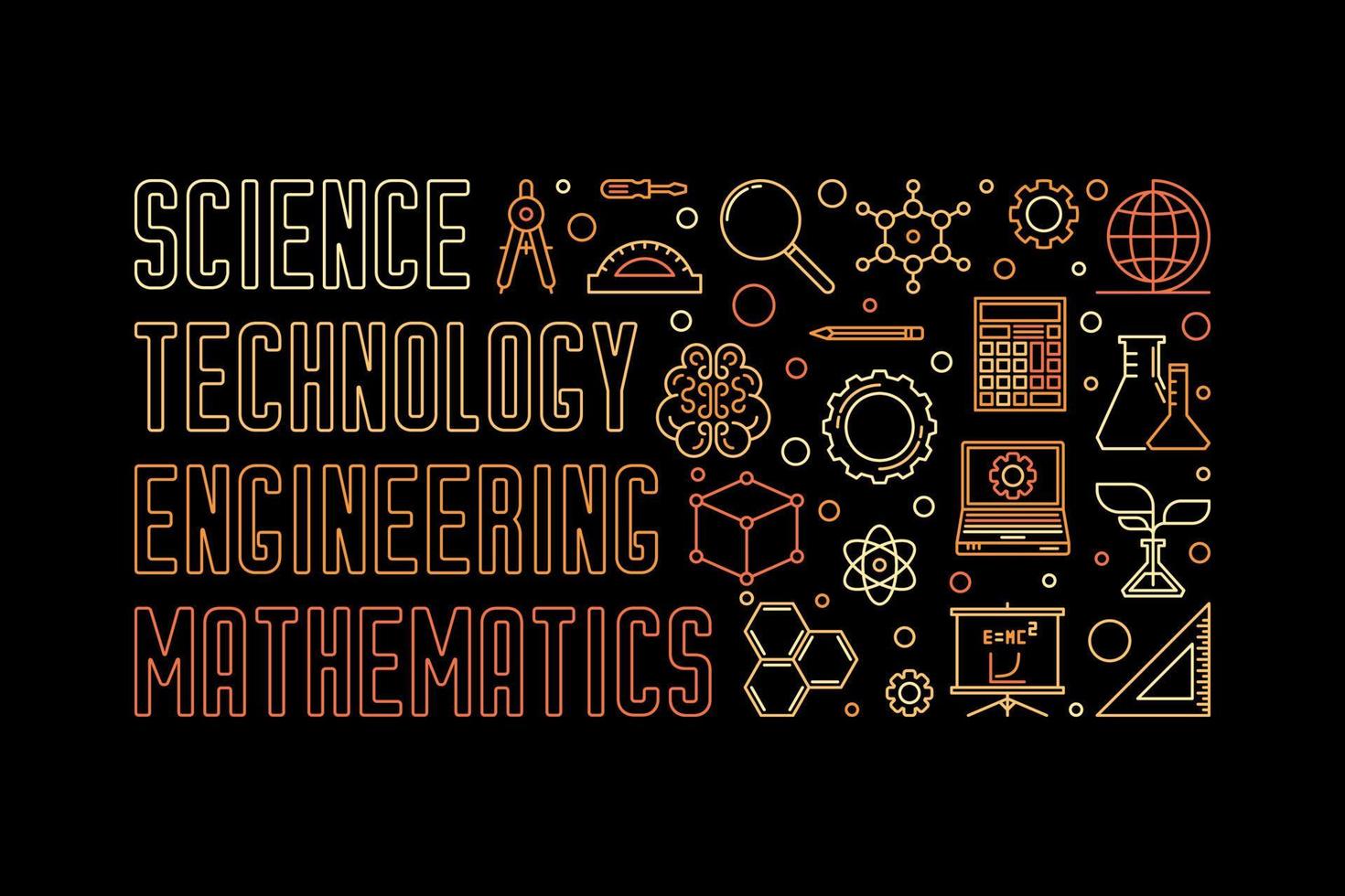 wissenschaft und mathematikstammvektor horizontales farbiges banner vektor