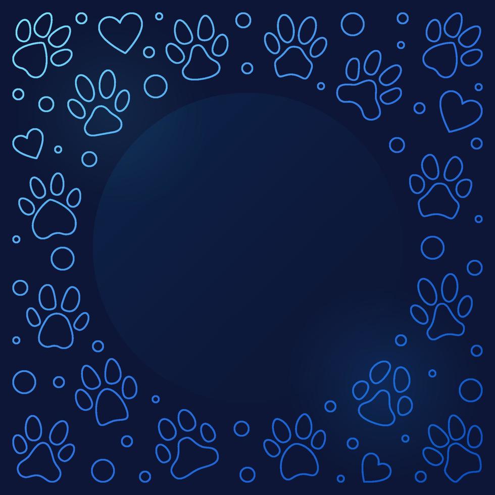 blå ram tillverkad av sällskapsdjur Tass fot grafik - vektor illustration