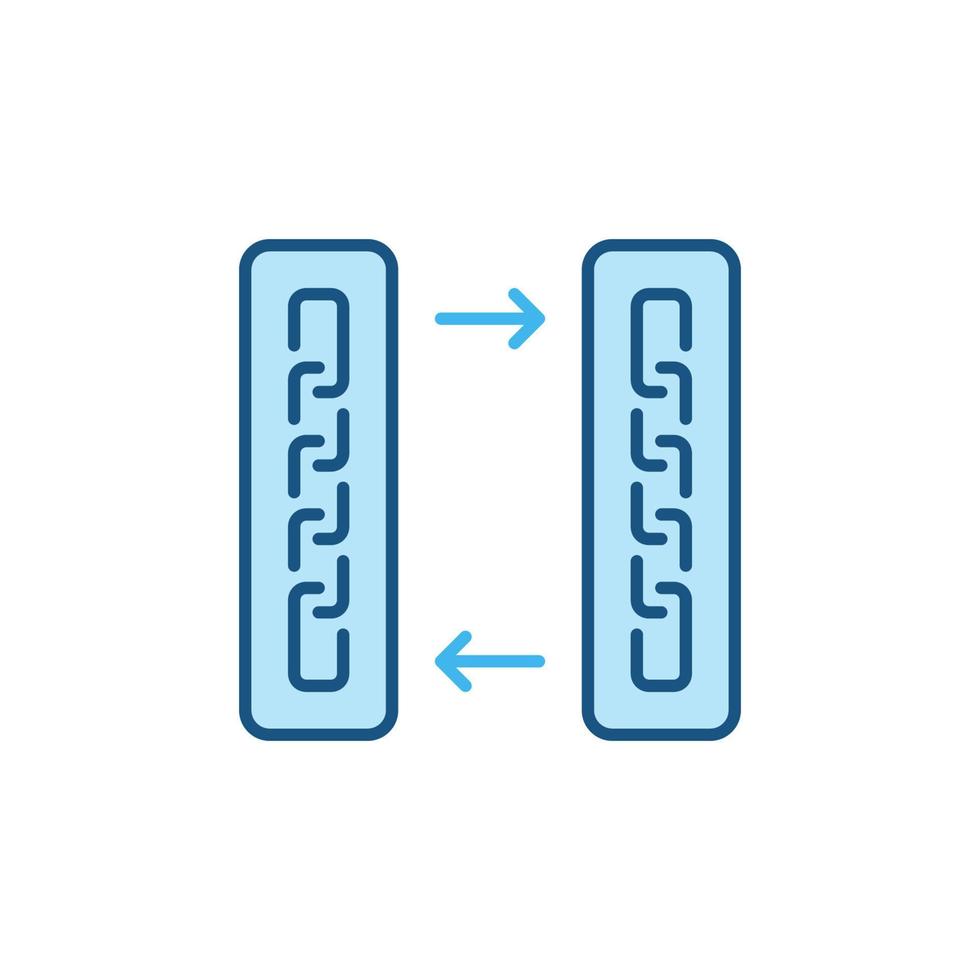 kedja i block med pilar vektor blockchain färgad ikon