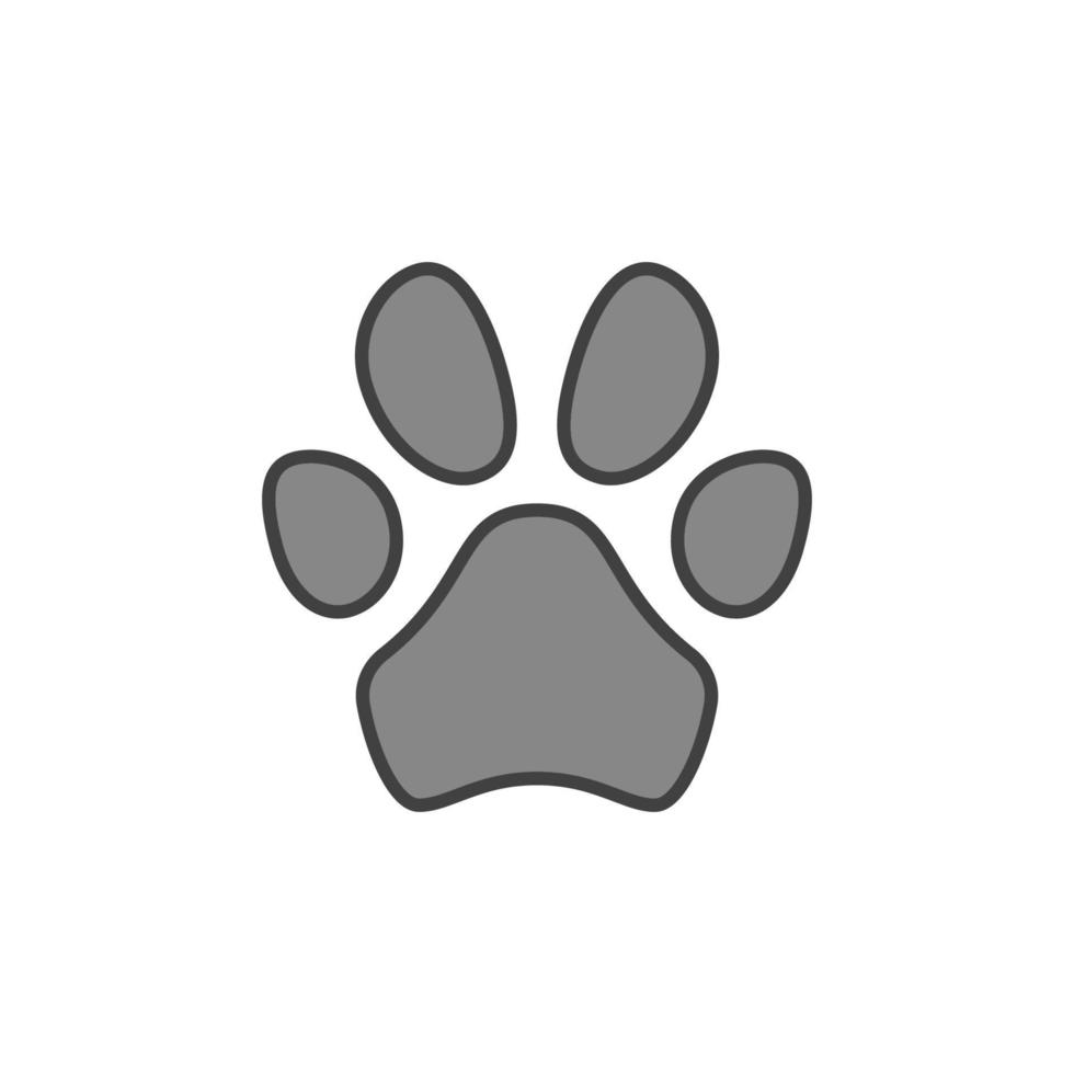 graues Symbol für den Fußabdruck von Haustieren. Tierpfote Mark Vektor farbiges Zeichen