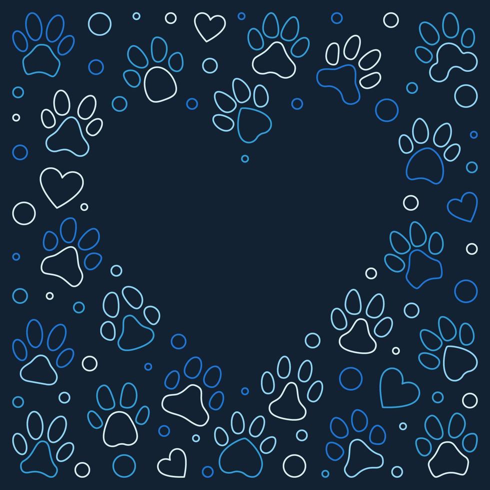 sällskapsdjur Tass grafik hjärta formad ram - djur- fotspår bakgrund vektor
