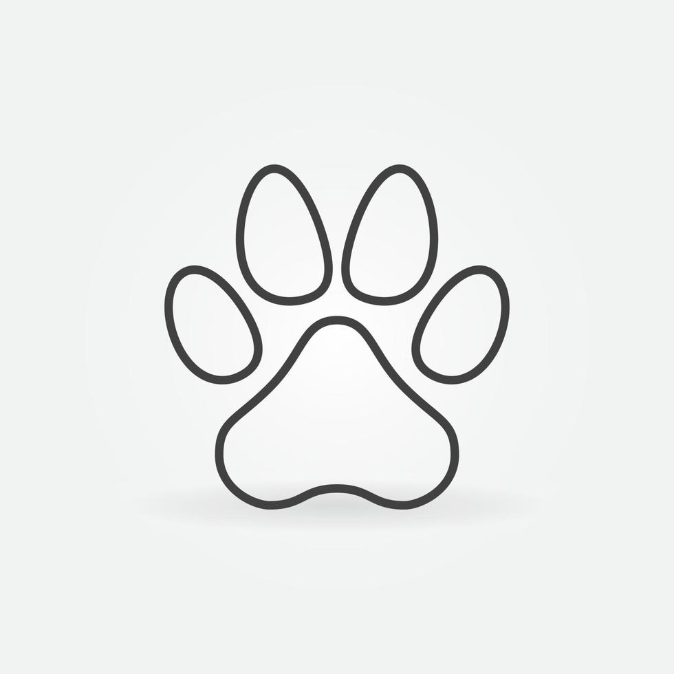 Pet Foot Paw Mark lineares Vektorkonzept Symbol oder Logo vektor