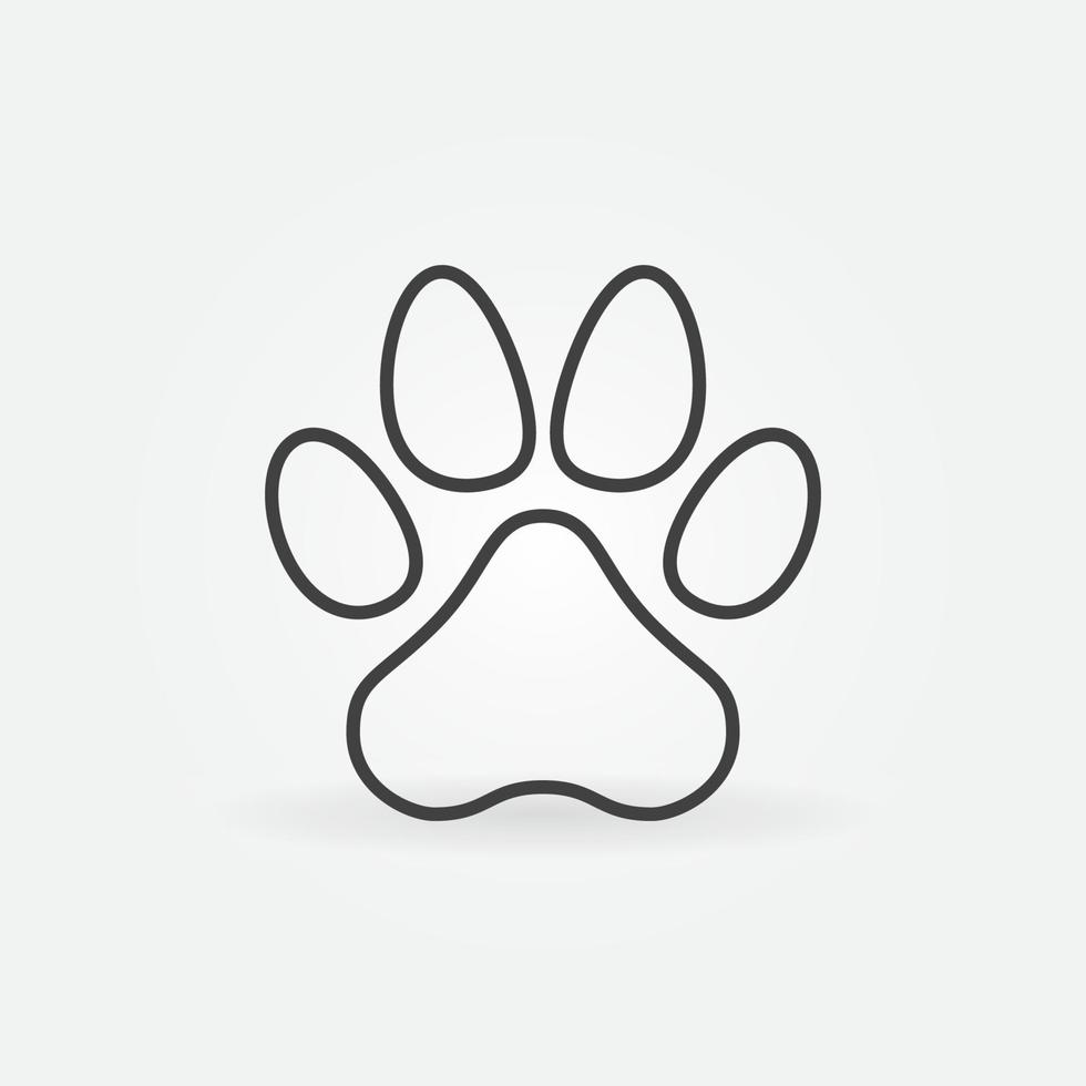 sällskapsdjur fot Tass mark linjär vektor begrepp ikon eller logotyp