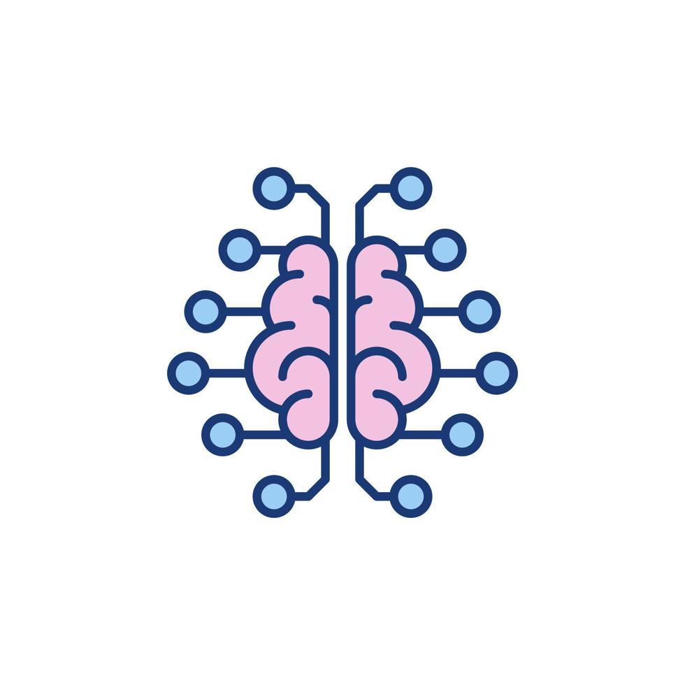 Neuronenverbindungen im farbigen Vektorsymbol des menschlichen Gehirns vektor