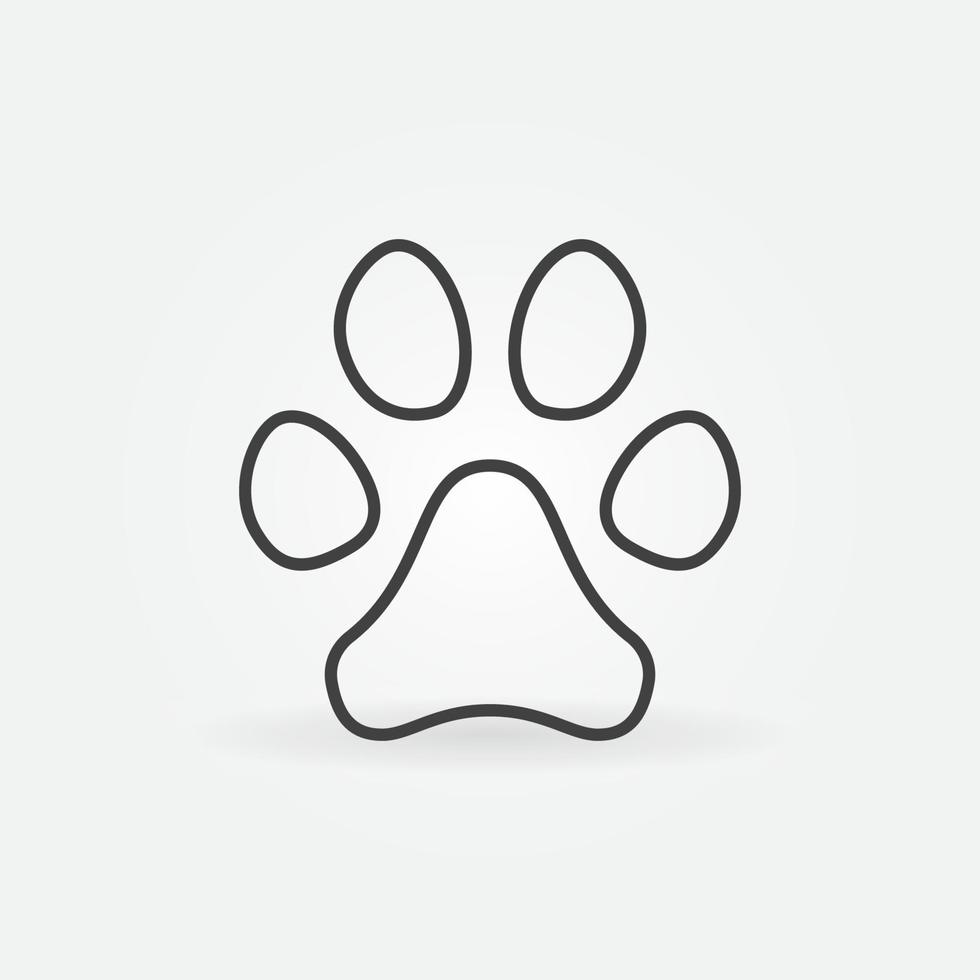 Katze oder Hund Pfote Fußabdruck dünne Linie Vektor Konzept Symbol