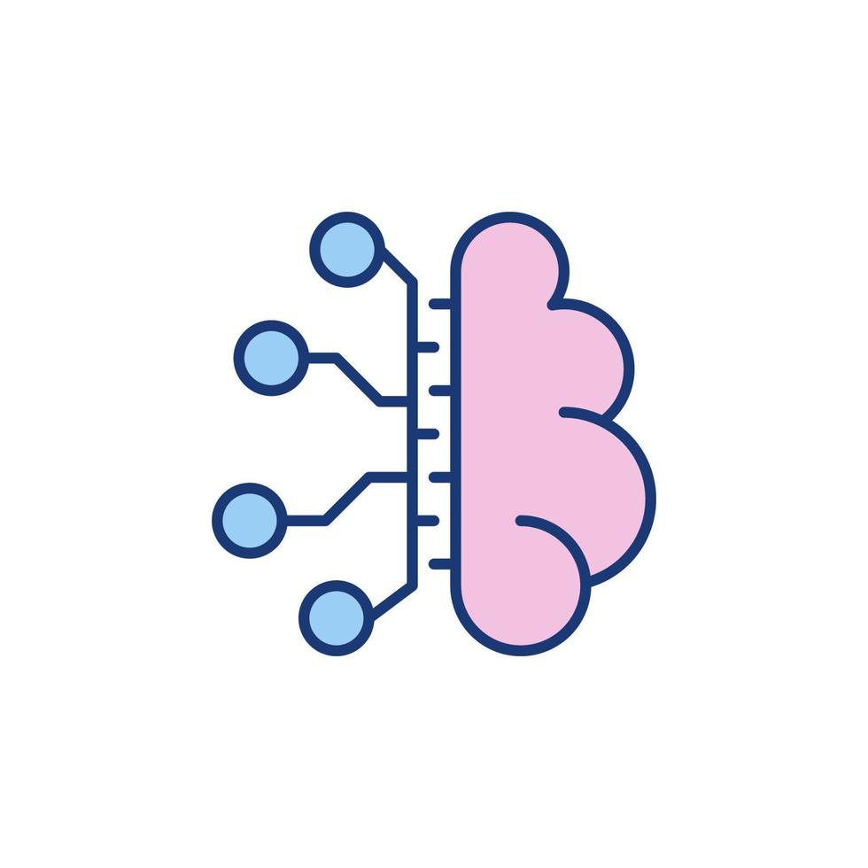 mänsklig hjärna med nervcell anslutningar vektor färgad ikon
