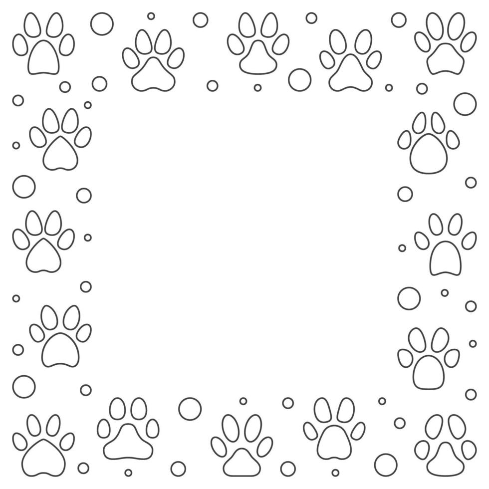 Quadratischer Rahmen aus Tierpfotenabdrücken - Vektorillustration vektor