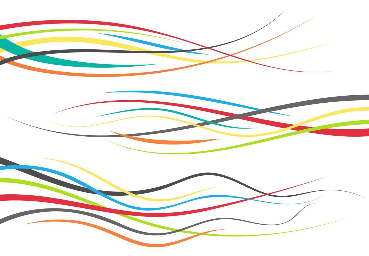 Reihe von abstrakten farbigen geschwungenen Linien. Wellendesign-Element. Vektor-Illustration. vektor