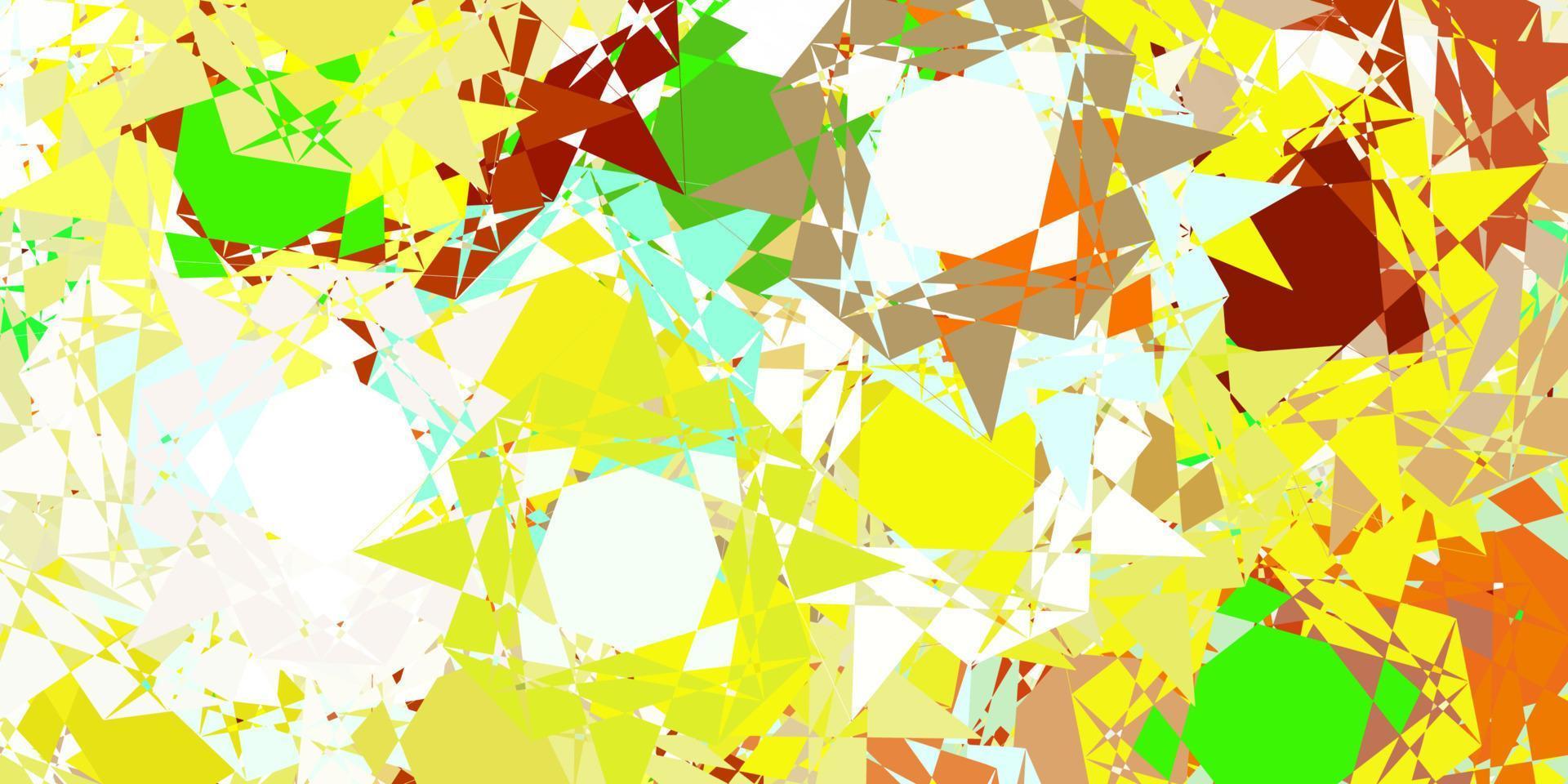 ljusgrön, gul vektorbakgrund med trianglar, linjer. vektor
