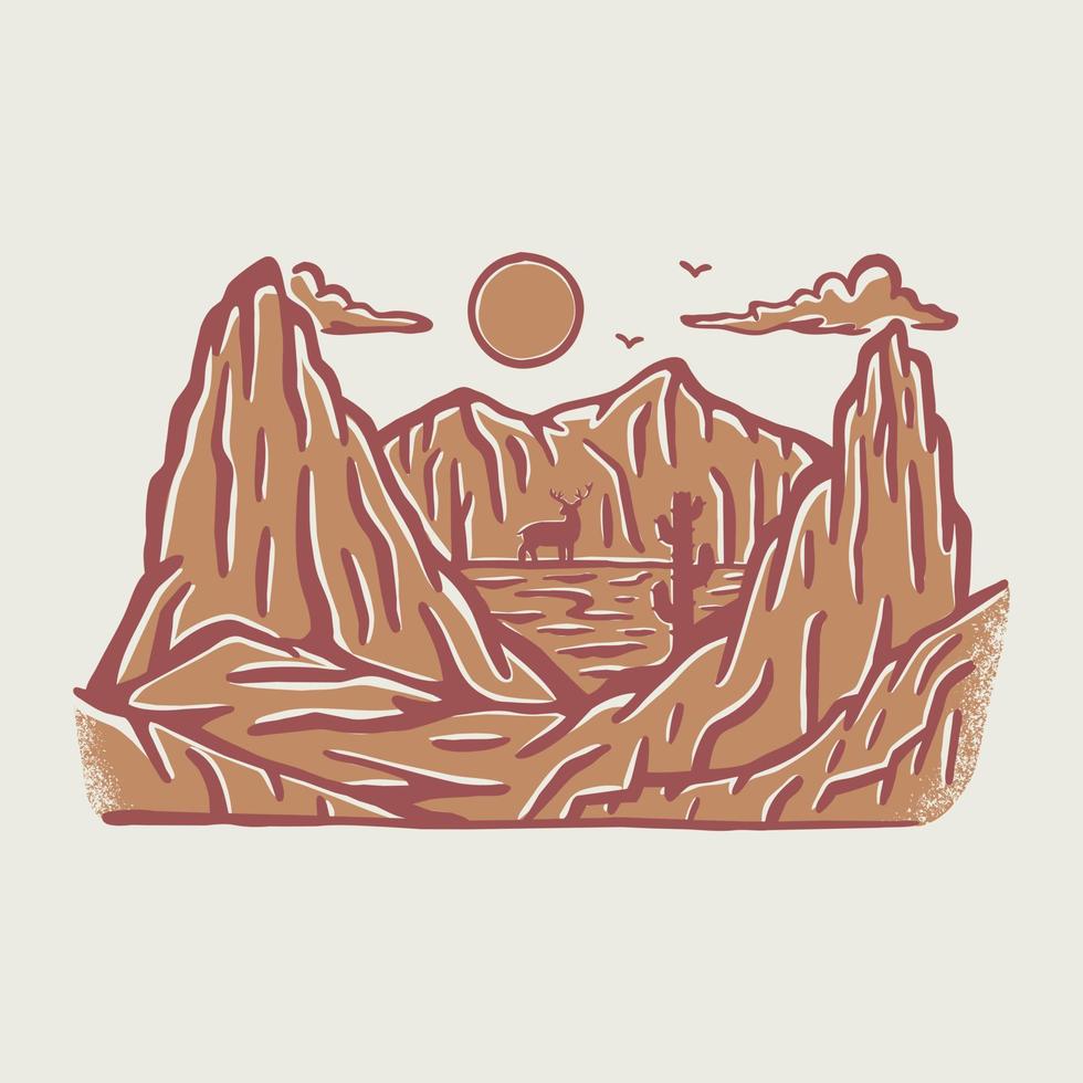 gute Aussicht auf Berge grafische Illustration Vektorgrafiken T-Shirt-Design vektor