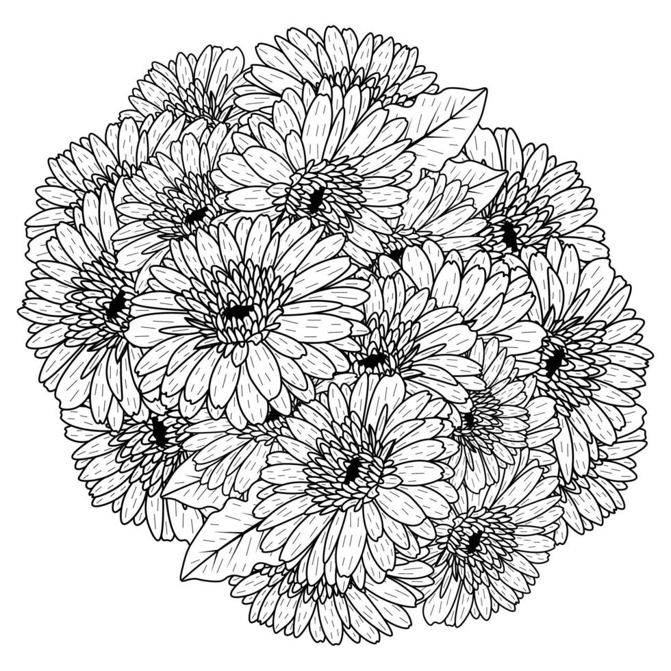 skön blommor av gerbera daisy färg sida teckning detaljerad i vektor grafisk av linje konst