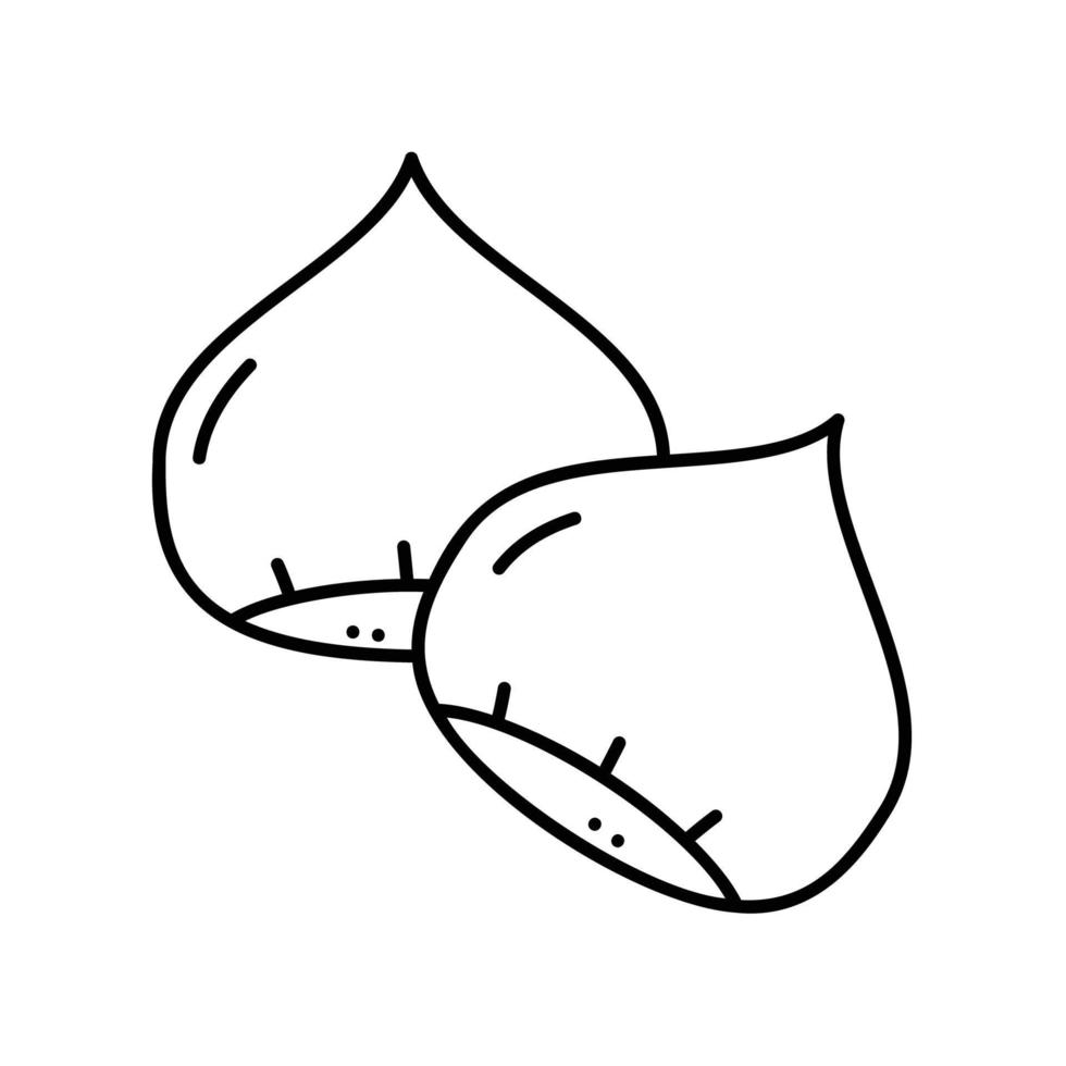 Kastaniensymbol für Nuss und gesundes Essen im schwarzen Umrissstil vektor