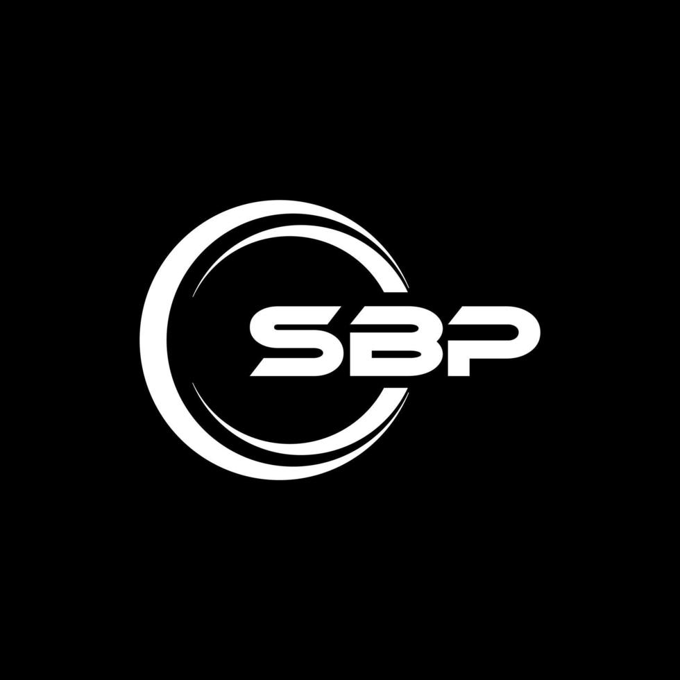 sbp brev logotyp design med svart bakgrund i illustratör. vektor logotyp, kalligrafi mönster för logotyp, affisch, inbjudan, etc.