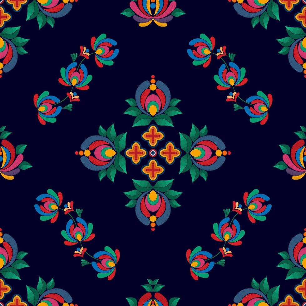 ikat etnisk sömlös mönster dekoration design. aztec tyg matta boho mandalas textil- dekor tapet. stam- inföding motiv blomma ornament traditionell broderi vektor illustrerade bakgrund