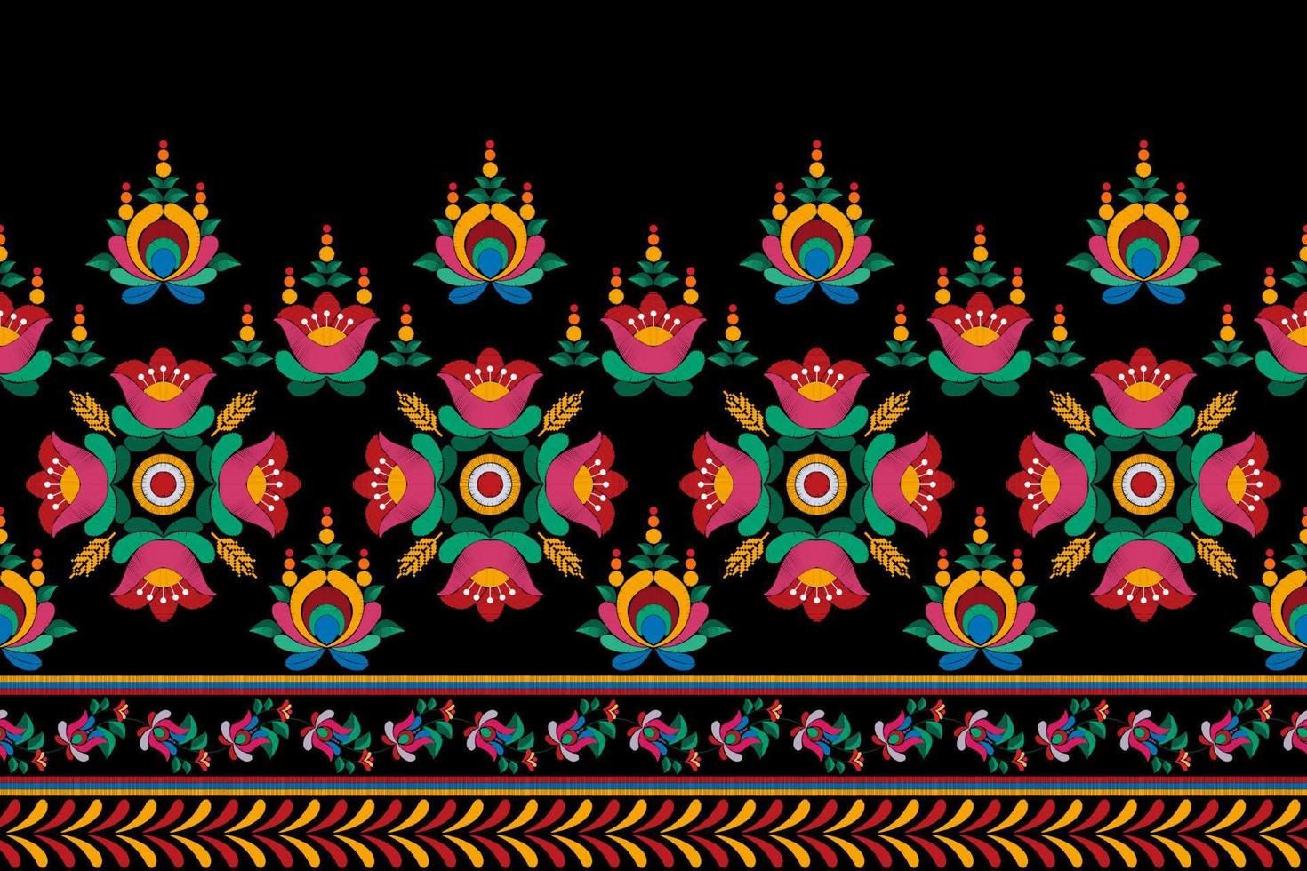 ikat etnisk sömlös mönster dekoration design. aztec tyg matta boho mandalas textil- dekor tapet. stam- inföding motiv blomma ornament traditionell broderi vektor illustrerade bakgrund