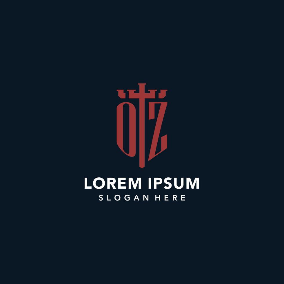 uns första monogram logotyper med svärd och skydda form design vektor