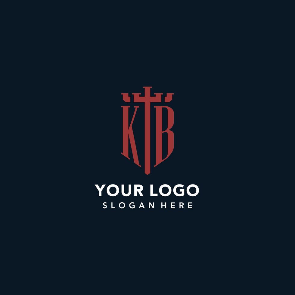 kb-Anfangsmonogramm-Logos mit Schwert- und Schildform-Design vektor