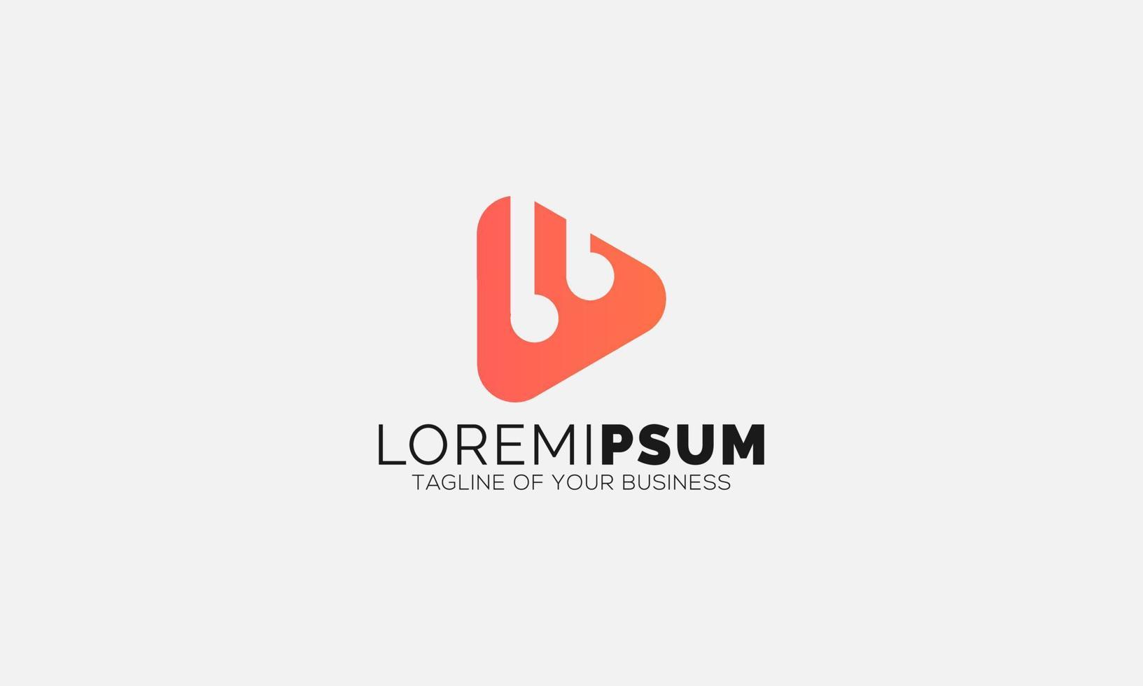 logotyp design mall musik. logotyp hörlurar med spela knapp video vektor