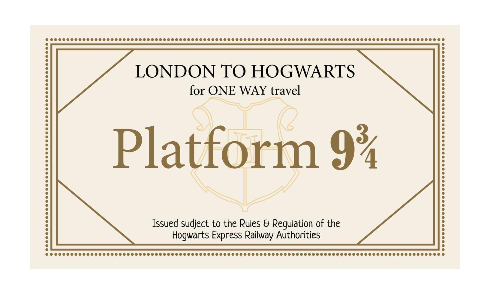 hogwarts uttrycka biljett. vektor illustration
