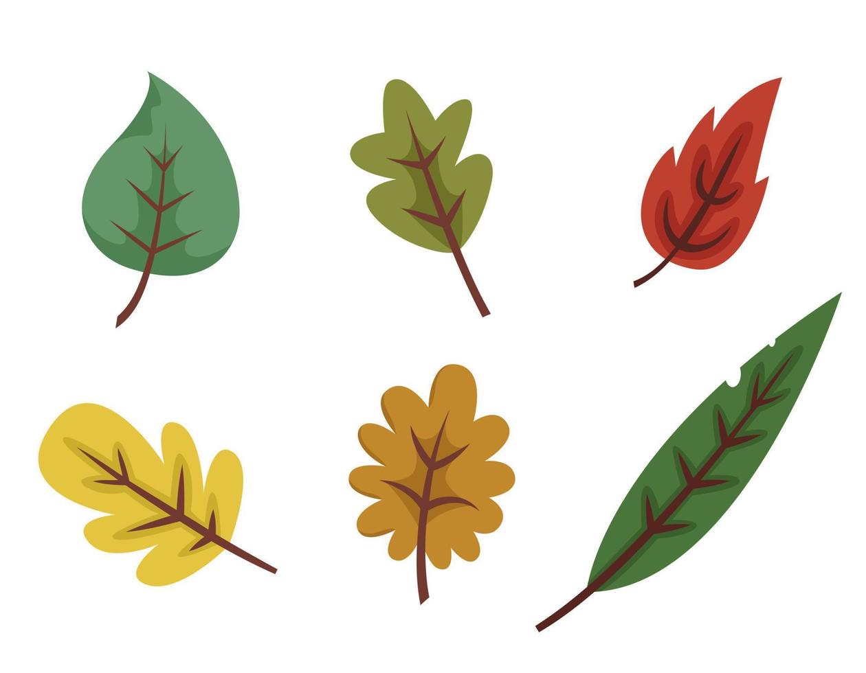 Satz verschiedener Blätter. Herbstgestaltungselemente im Cartoon-Stil. vektor