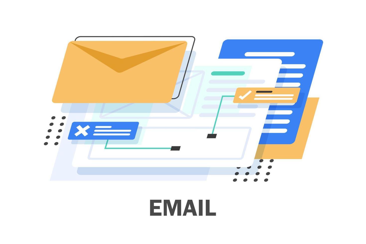 e-post och meddelanden, e-post marknadsföring kampanj, platt design ikon vektor illustration