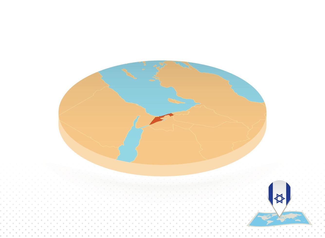 Israel Karta designad i isometrisk stil, orange cirkel Karta. vektor