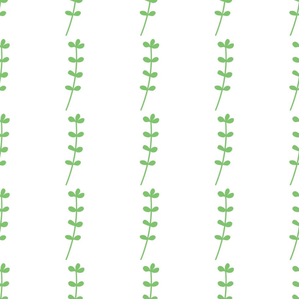 grüne Blätter nahtloses Muster. Vektor handgezeichnete botanische Illustration. hübscher scandi-stil für stoffe, textilien, tapeten. digitales Papier im weißen Hintergrund