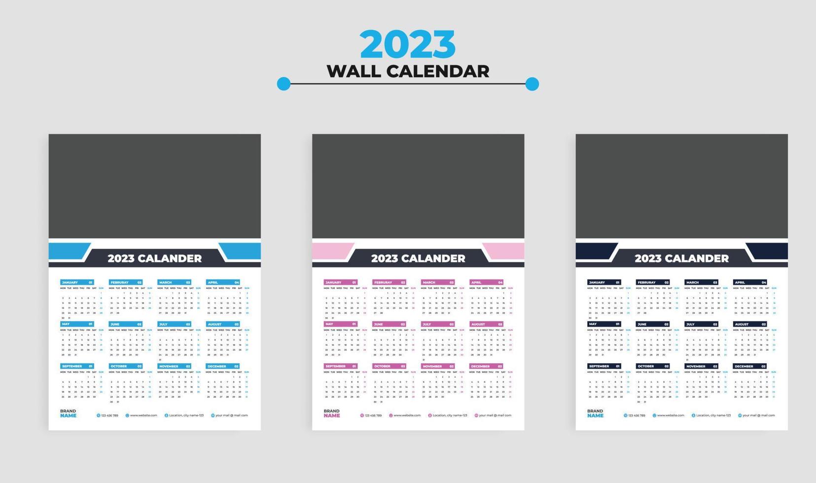 2023 Wandkalender-Design vektor