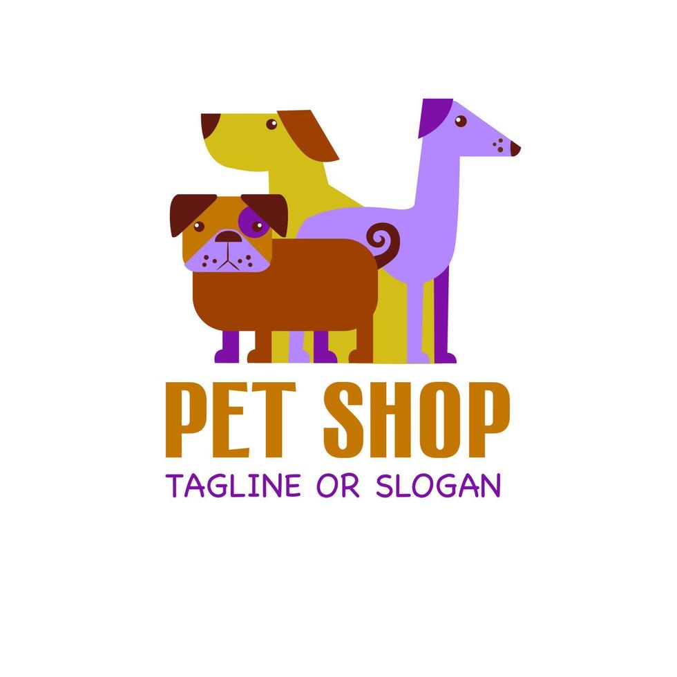 vektor logotyp design mall för sällskapsdjur butiker, veterinär kliniker och djur- skyddsrum. vektor logotyp mall med annorlunda hundar.