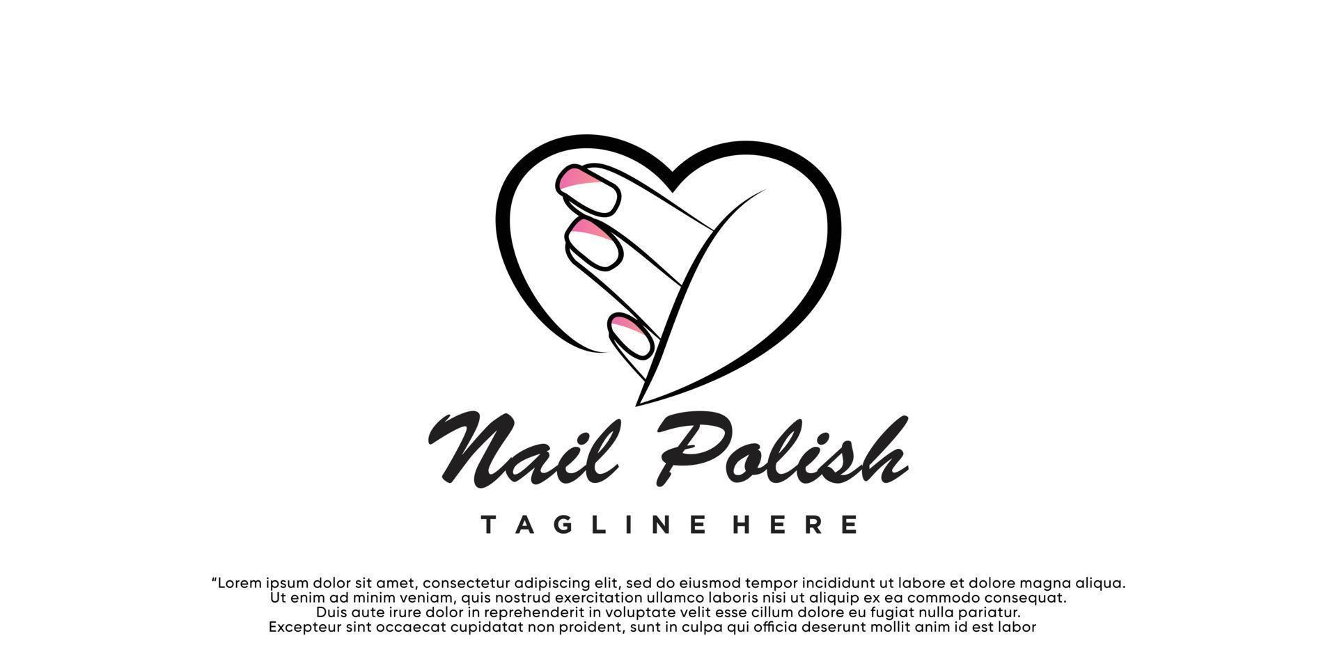 Nagelstudio-Symbol Logo-Design Maniküre-Vektor-Design Nagellack und weiblicher Finger-Logo Premium-Vektor vektor