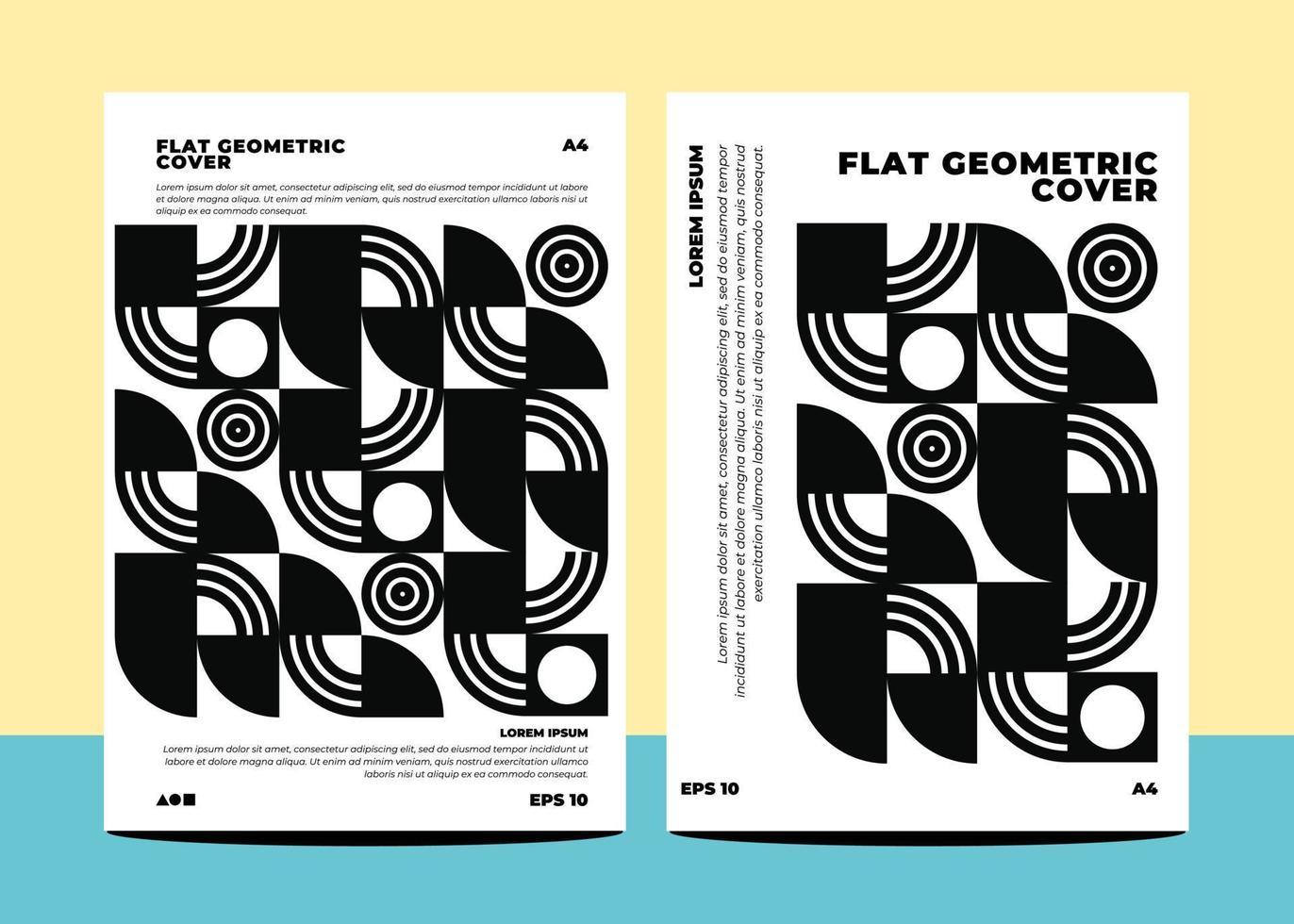 Flache geometrische Abdeckungen für Jahresbericht-Flyer-Buch-Cover-Vorlagenlayout in A4-Größe vektor