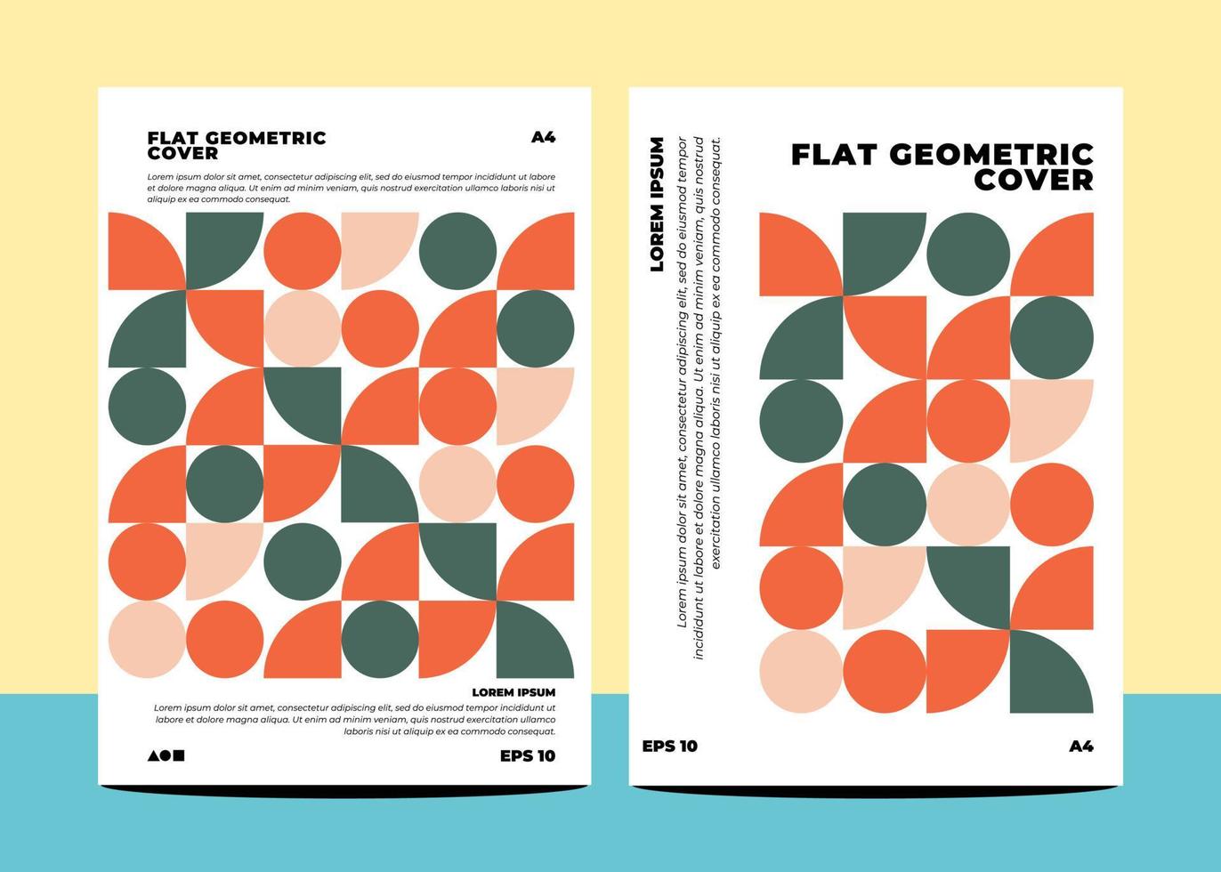 platt geometrisk omslag för årlig Rapportera flygblad bok omslag mall layout i a4 storlek vektor