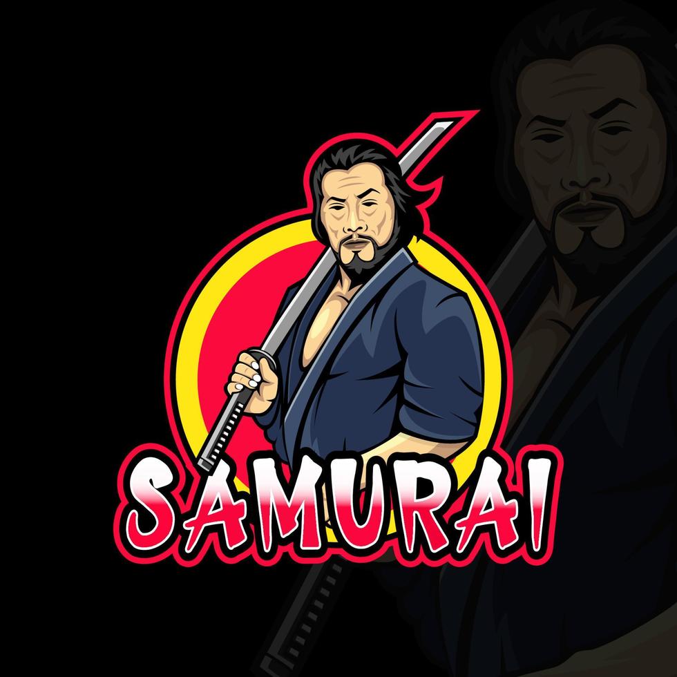 Samurai-Maskottchen-Logo gute Verwendung für Symbol-Identitäts-Emblem-Abzeichen und mehr vektor