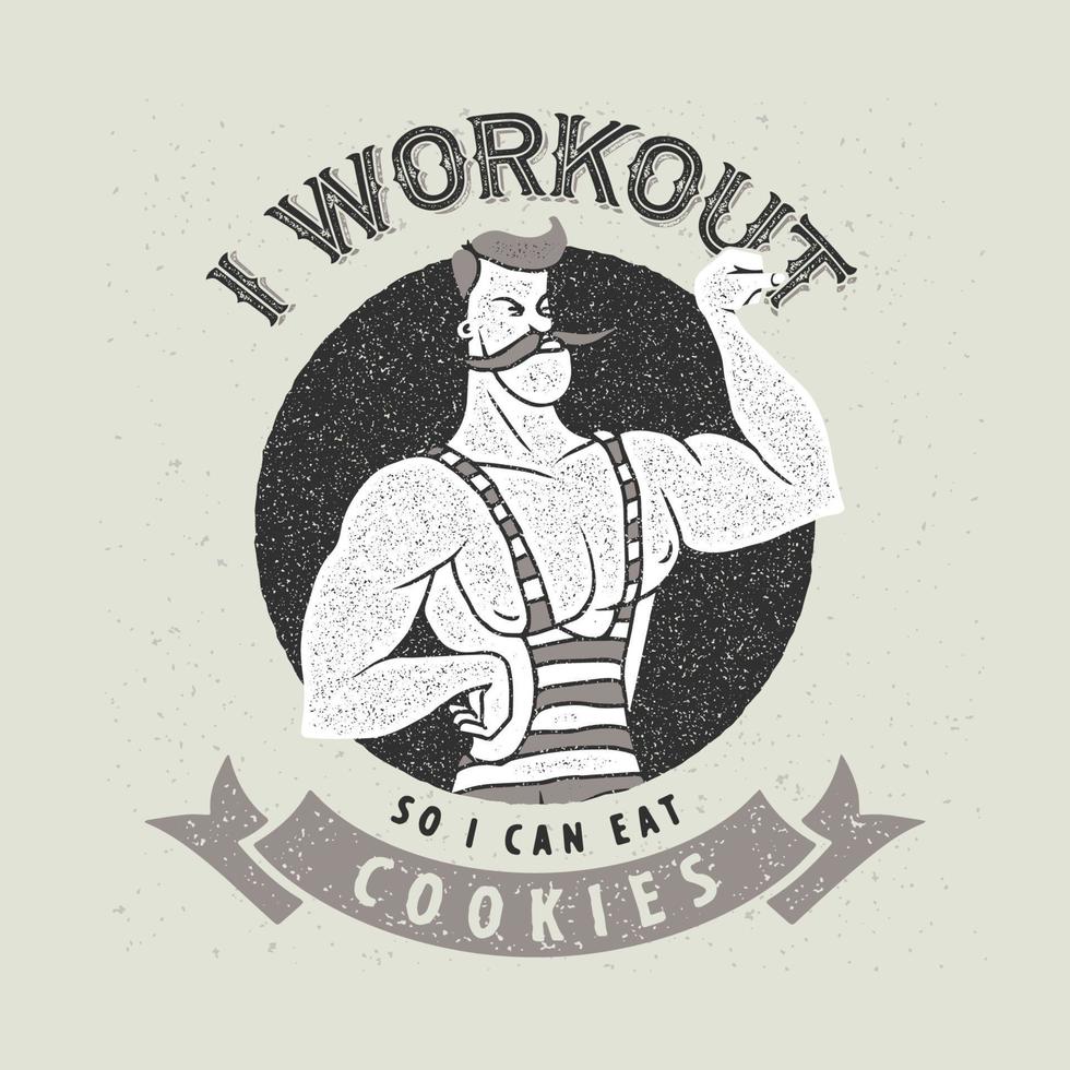 Workout-Plätzchen-T-Shirt-Design. kann für T-Shirt-Druck, Tassendruck, Kissen, Modedruckdesign, Kinderbekleidung, Babyparty, Gruß und Postkarte verwendet werden. T-Shirt-Design vektor