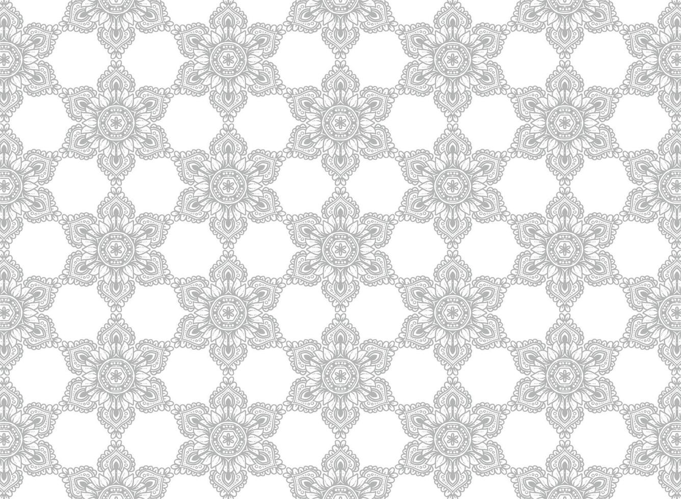 etnisk dekorativ grå blommig mandala mönster på vit bakgrund vektor