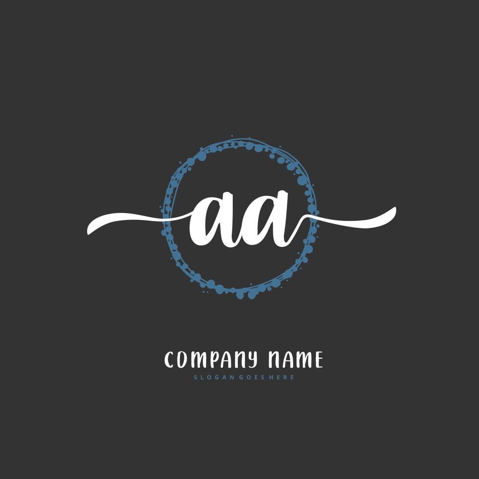 aa Anfangshandschrift und Signatur-Logo-Design mit Kreis. schönes design handgeschriebenes logo für mode, team, hochzeit, luxuslogo. vektor