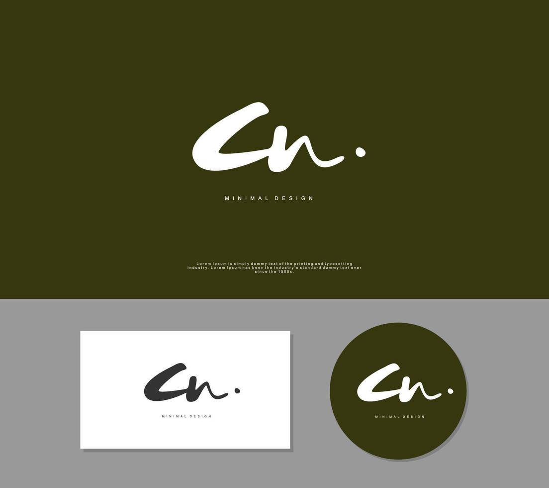 cn anfängliche Handschrift oder handgeschriebenes Logo für die Identität. Logo mit Unterschrift und handgezeichnetem Stil. vektor