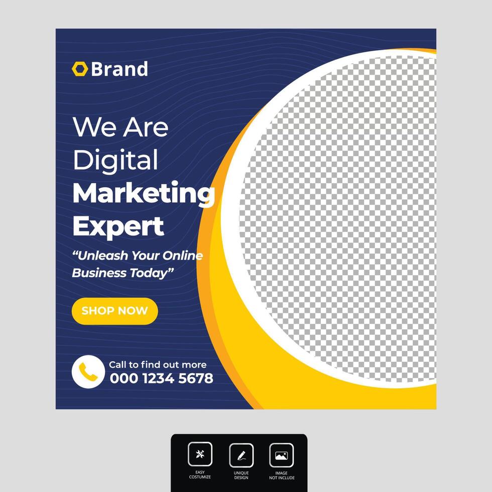 Vorlage für digitales Marketing für soziale Medien und Instagram-Posts vektor
